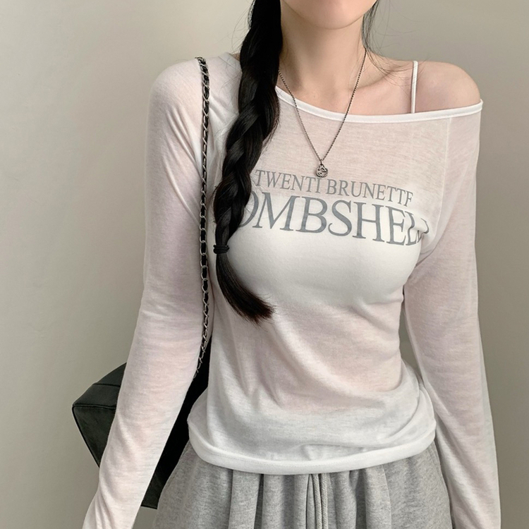 レタリングシアーオフショルTシャツ IVORY