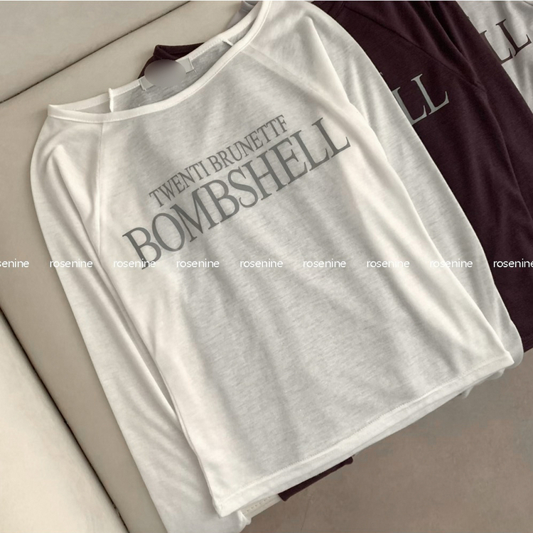 レタリングシアーオフショルTシャツ
