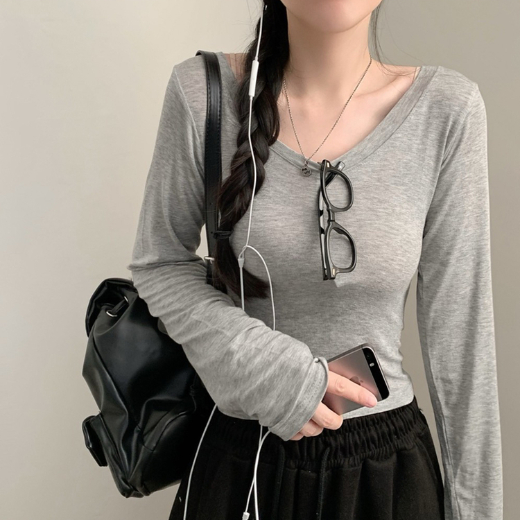シアーVネックTシャツ(5color) GREY