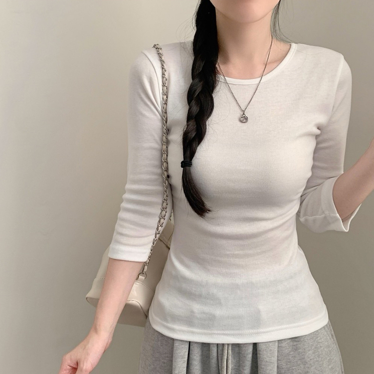 七分袖ラウンドネックTシャツ(12color) IVORY