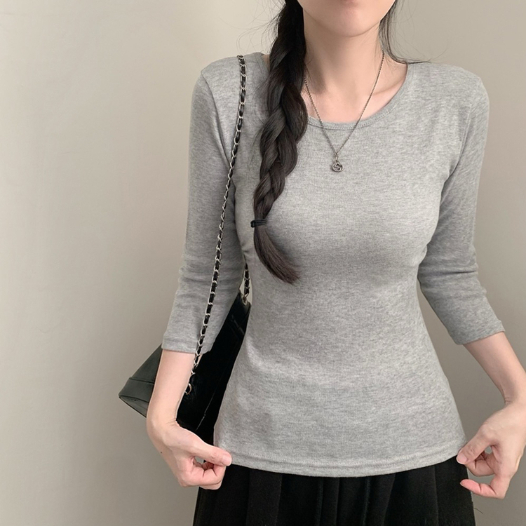 七分袖ラウンドネックTシャツ(12color) MELANGE