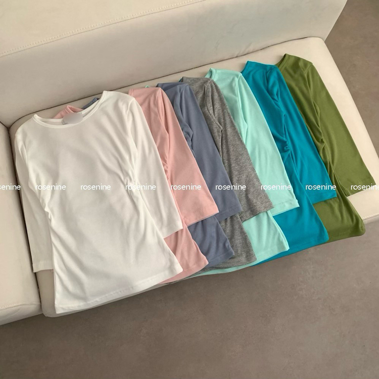 七分袖ラウンドネックTシャツ(12color)