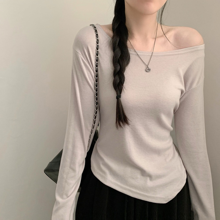 アシメワンショルダーTシャツ BEIGE