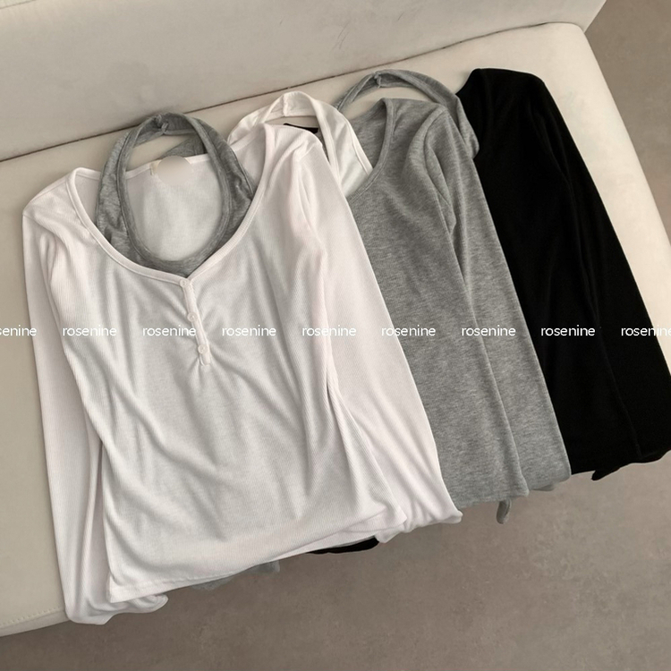 レイヤードホルターネックTシャツ