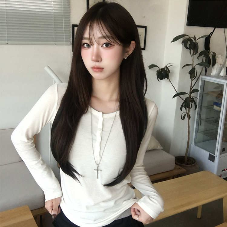 シアーレイヤードボタンTシャツ(5color) IVORY