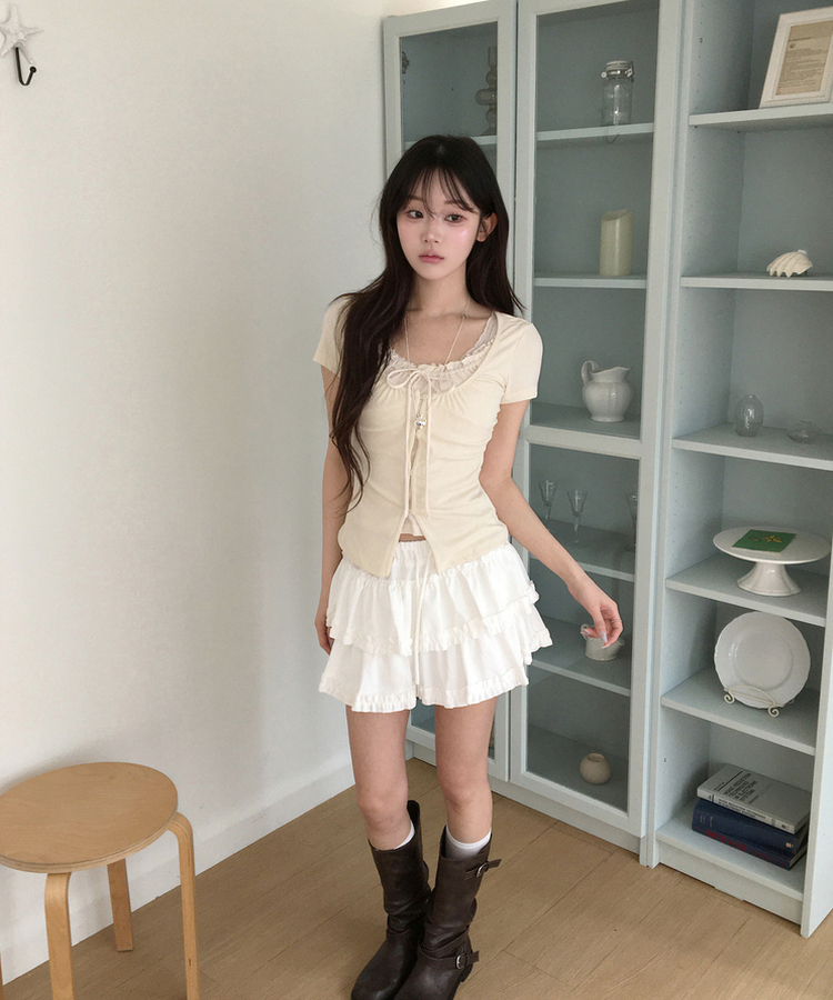 ガーリーティアードスカート WHITE