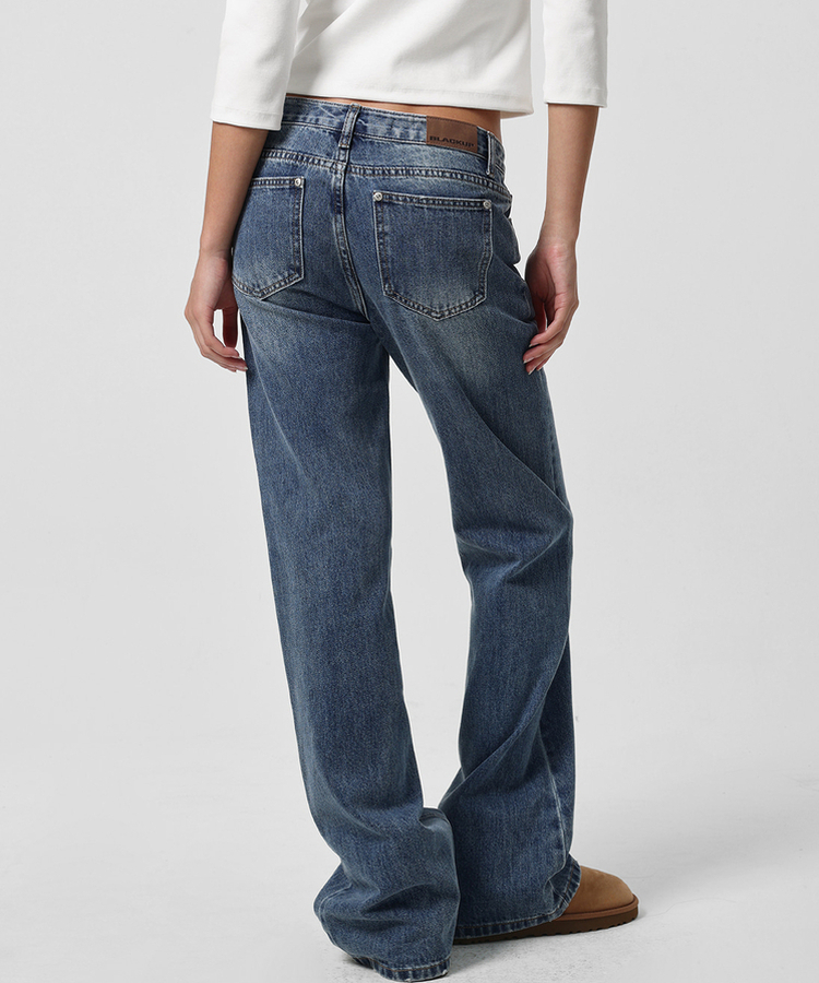 ローライズノンストレッチブーツカットデニム BLUE