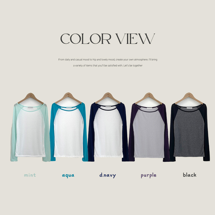 ボートネックオフショルシアー長袖Tシャツ(5color)