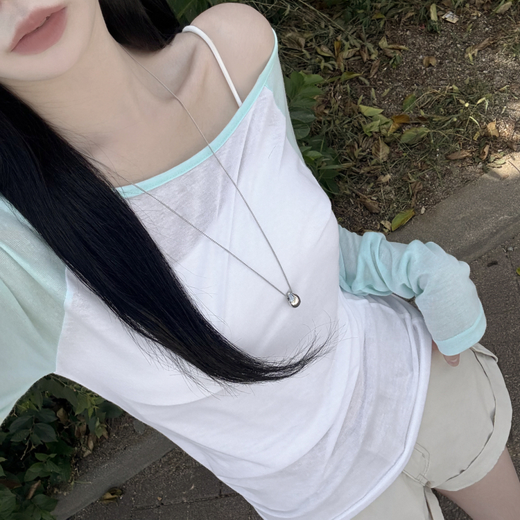 ボートネックオフショルシアー長袖Tシャツ(5color) MINT
