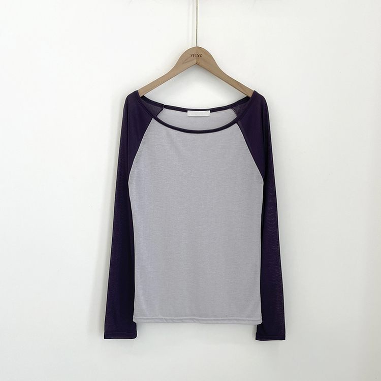 ボートネックオフショルシアー長袖Tシャツ(5color)