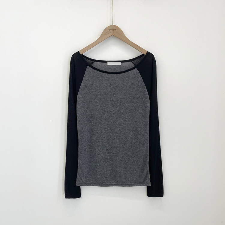 ボートネックオフショルシアー長袖Tシャツ(5color)