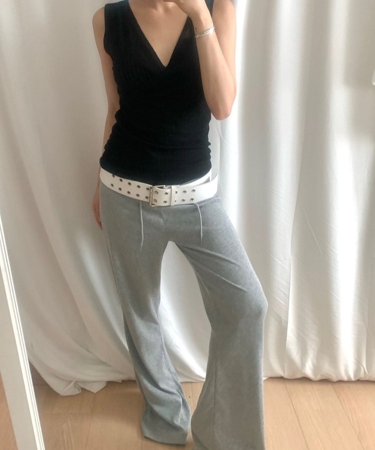 ハイウエストスリムブーツカットパンツ MELANGE