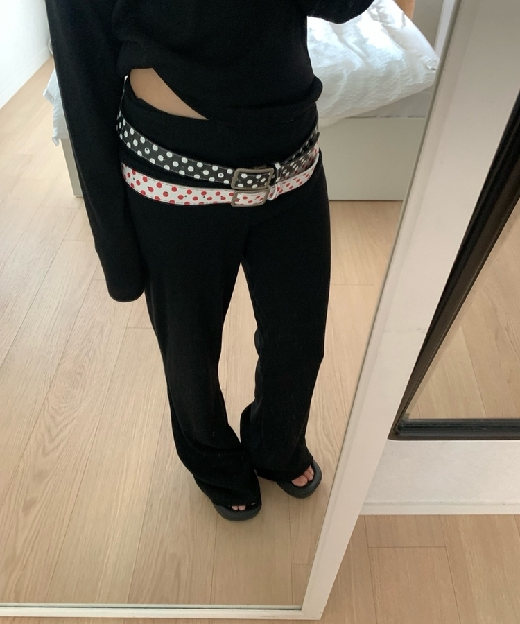 ハイウエストスリムブーツカットパンツ BLACK