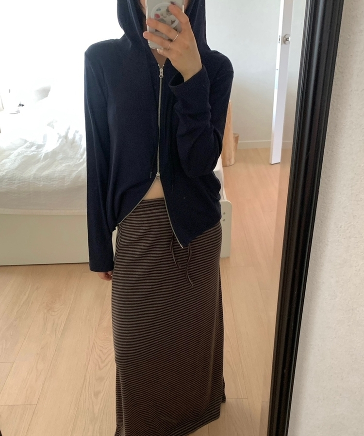 2wayリブジップアップフードトレーナー NAVY