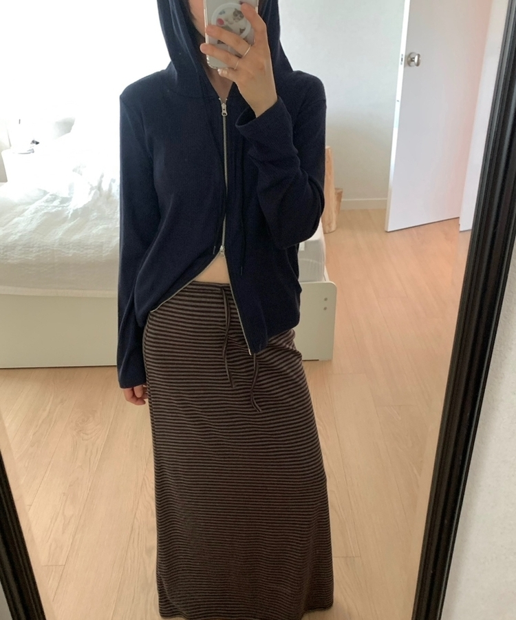 2wayリブジップアップフードトレーナー NAVY