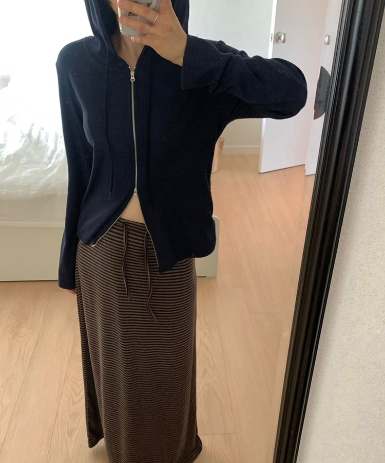 2wayリブジップアップフードトレーナー NAVY