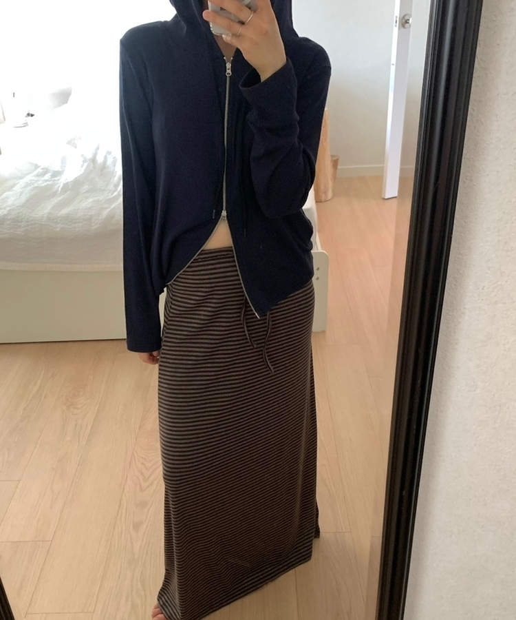 ストライプマキシスカート BROWN