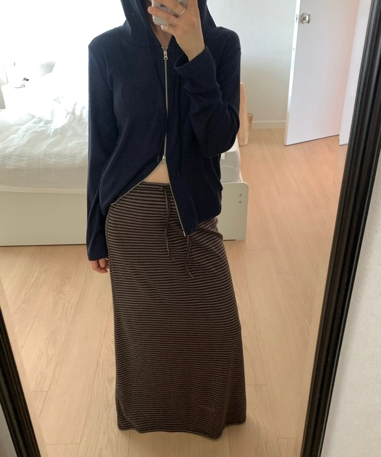 ストライプマキシスカート BROWN