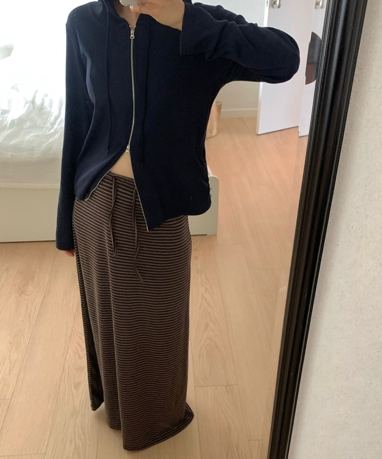 ストライプマキシスカート BROWN