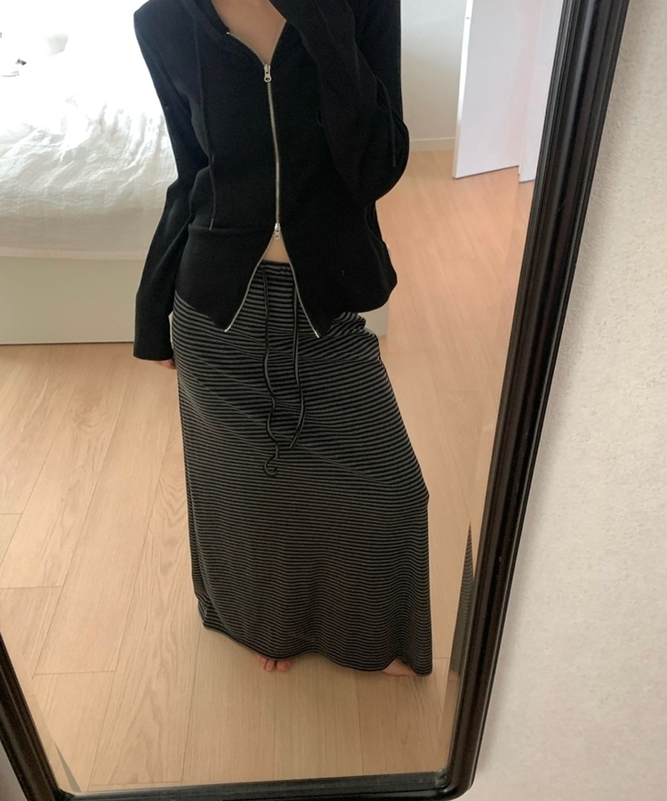ストライプマキシスカート BLACK
