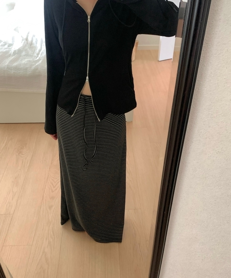 ストライプマキシスカート BLACK