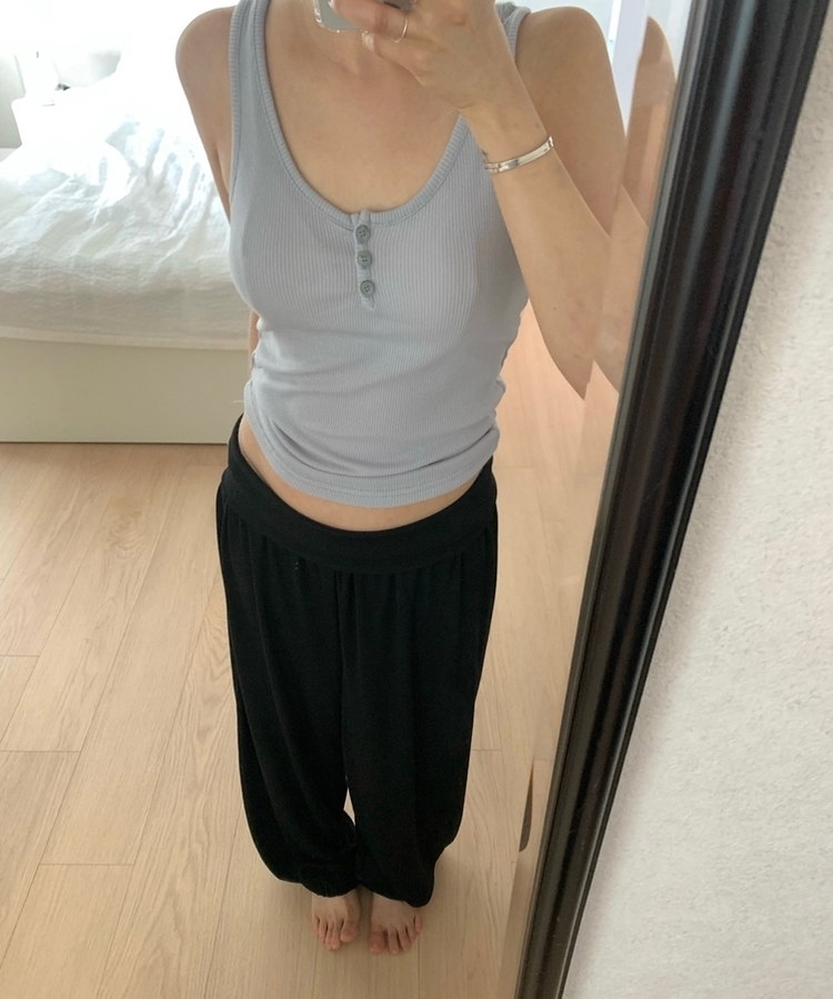 ボタンリブキャミソール GREY