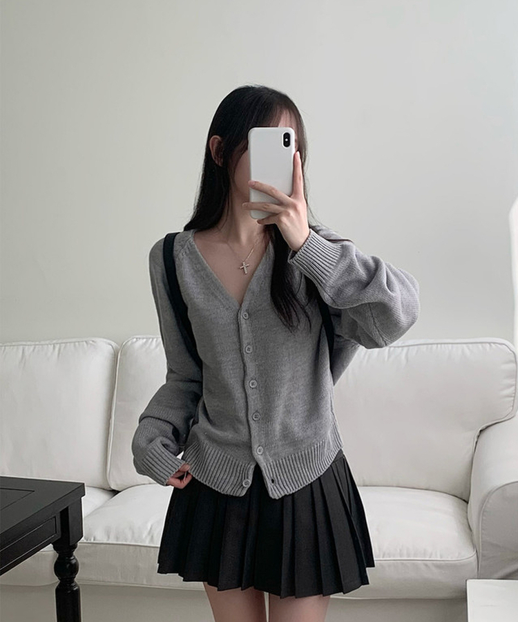 ラグランルーズVネックニットカーディガン(6color) LIGHT GRAY