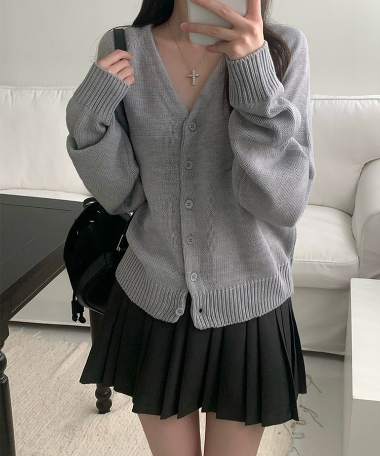 ラグランルーズVネックニットカーディガン(6color) LIGHT GRAY