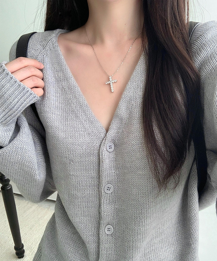 ラグランルーズVネックニットカーディガン(6color) LIGHT GRAY