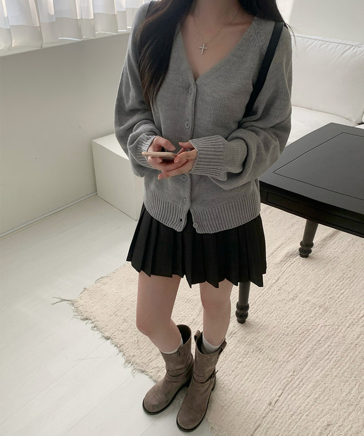ラグランルーズVネックニットカーディガン(6color) LIGHT GRAY