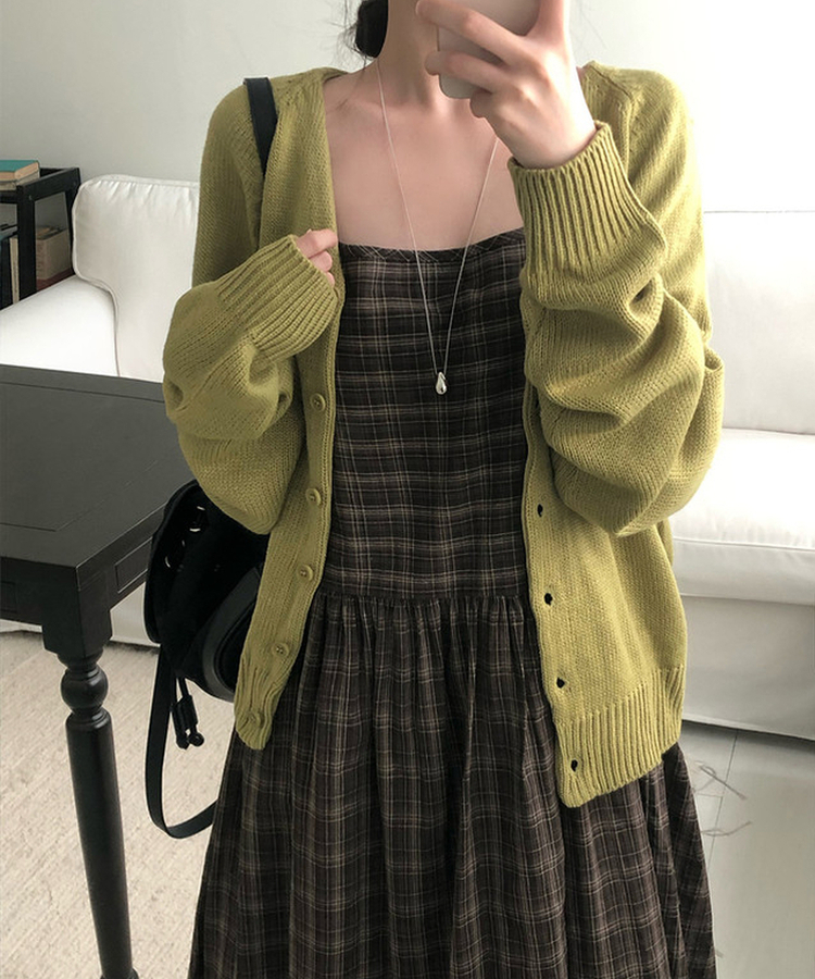 ラグランルーズVネックニットカーディガン(6color) DEEP OLIVE