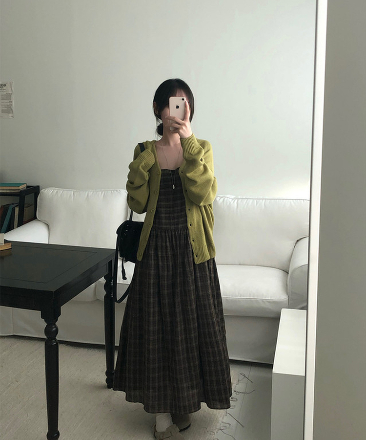 ラグランルーズVネックニットカーディガン(6color) DEEP OLIVE