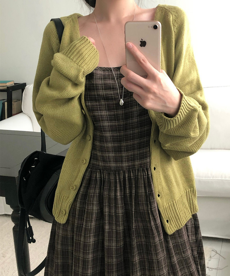 ラグランルーズVネックニットカーディガン(6color) DEEP OLIVE
