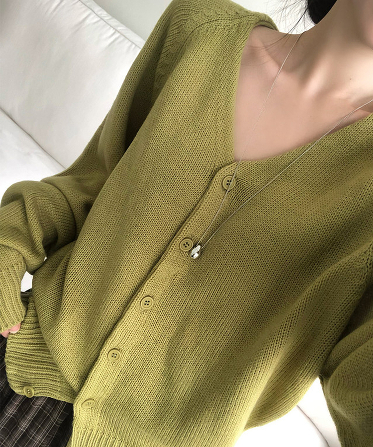 ラグランルーズVネックニットカーディガン(6color) DEEP OLIVE