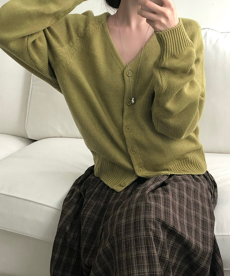 ラグランルーズVネックニットカーディガン(6color) DEEP OLIVE