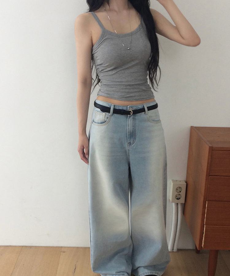 【カップ付き】シンプルストラップキャミソール GREY