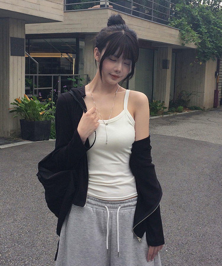 【カップ付き】シンプルストラップキャミソール WHITE