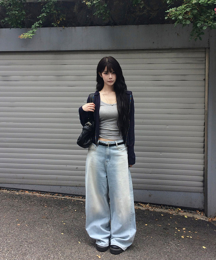 ウォッシングワイドデニムパンツ LIGHT BLUE