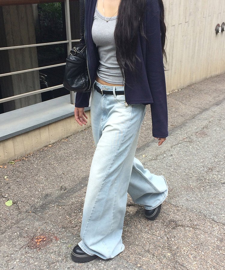 ウォッシングワイドデニムパンツ LIGHT BLUE