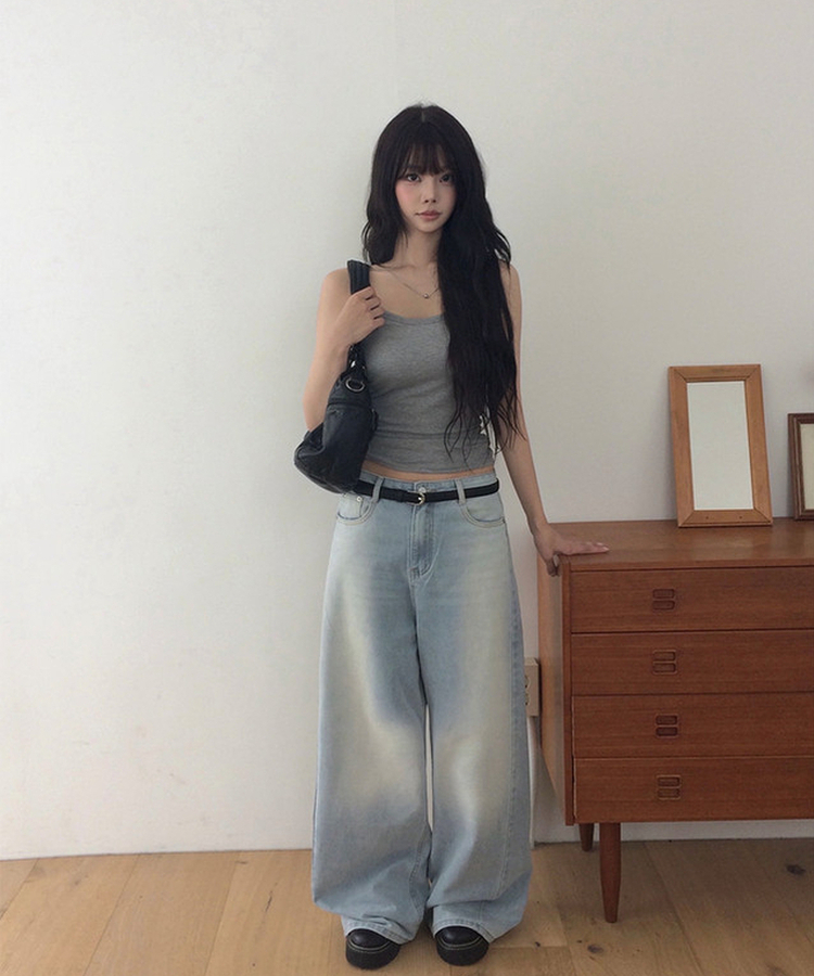 ウォッシングワイドデニムパンツ LIGHT BLUE