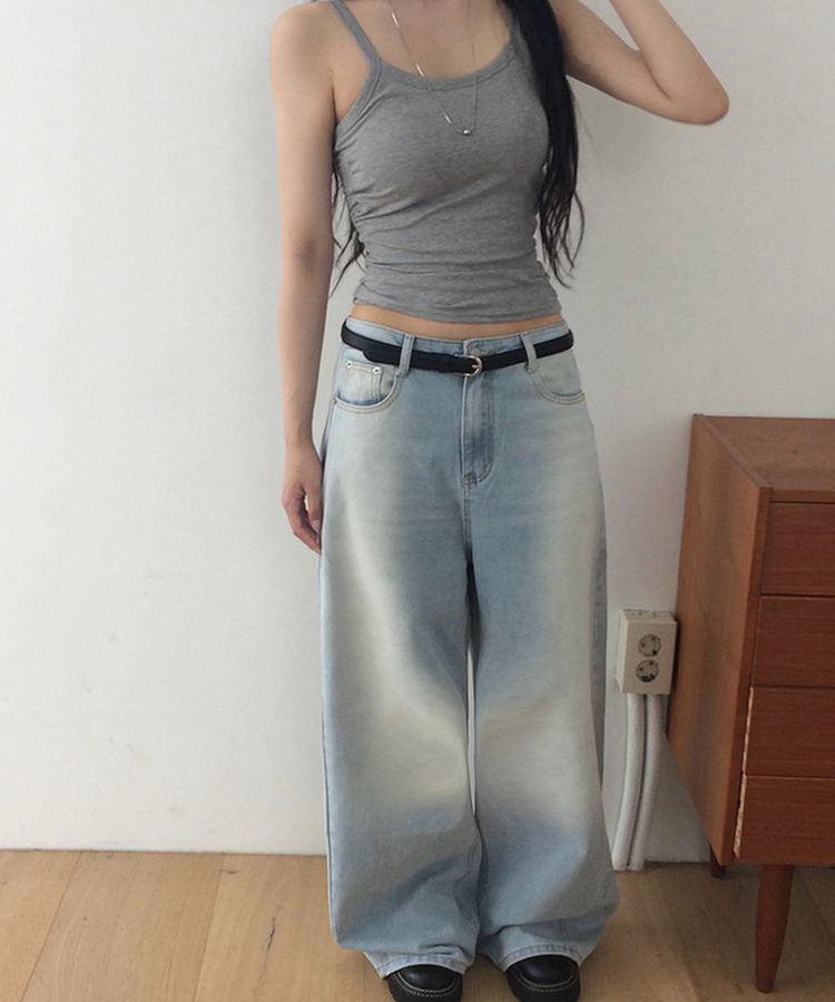 ウォッシングワイドデニムパンツ LIGHT BLUE