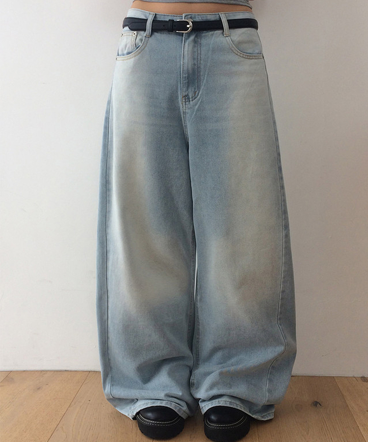 ウォッシングワイドデニムパンツ LIGHT BLUE