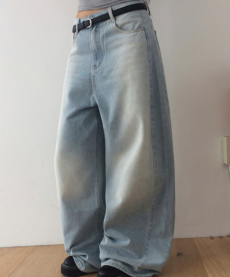 ウォッシングワイドデニムパンツ LIGHT BLUE