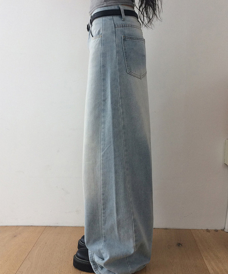 ウォッシングワイドデニムパンツ LIGHT BLUE