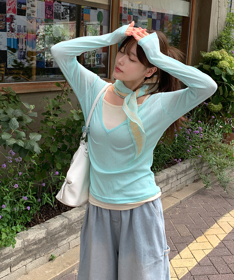ディープVネック長袖Tシャツ(8color)｜長袖Tシャツ｜韓国ファッション