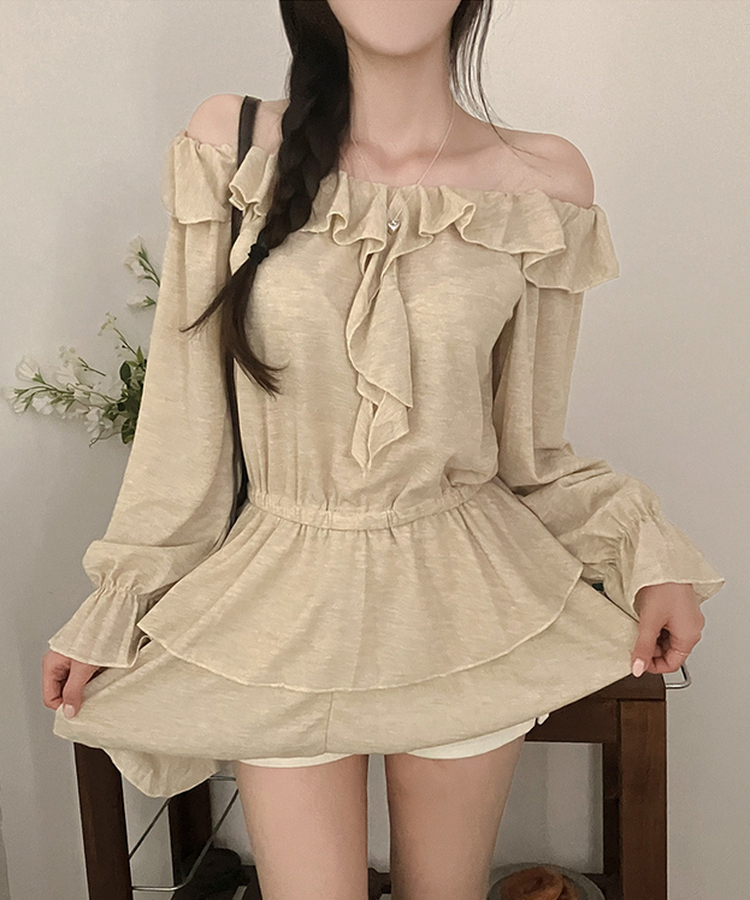 フリルティアードミニワンピース BEIGE