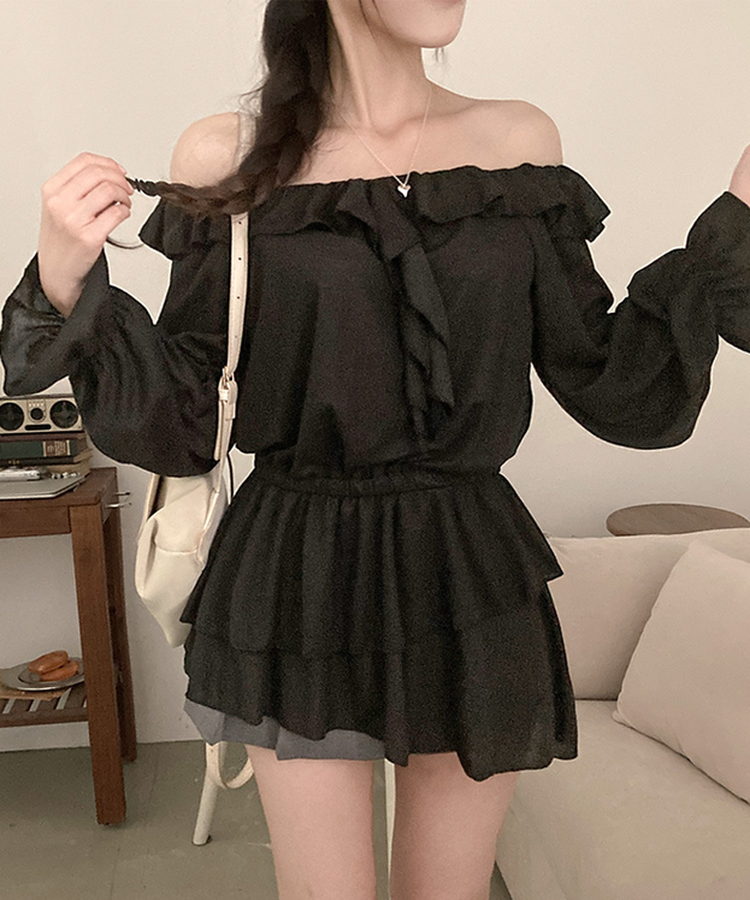フリルティアードミニワンピース BLACK