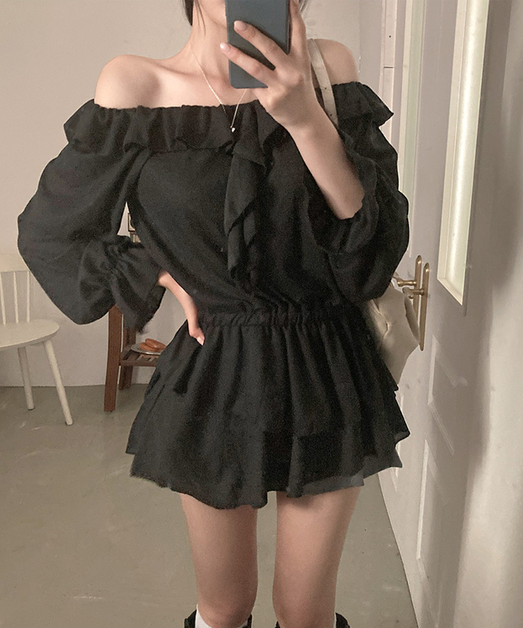 フリルティアードミニワンピース BLACK