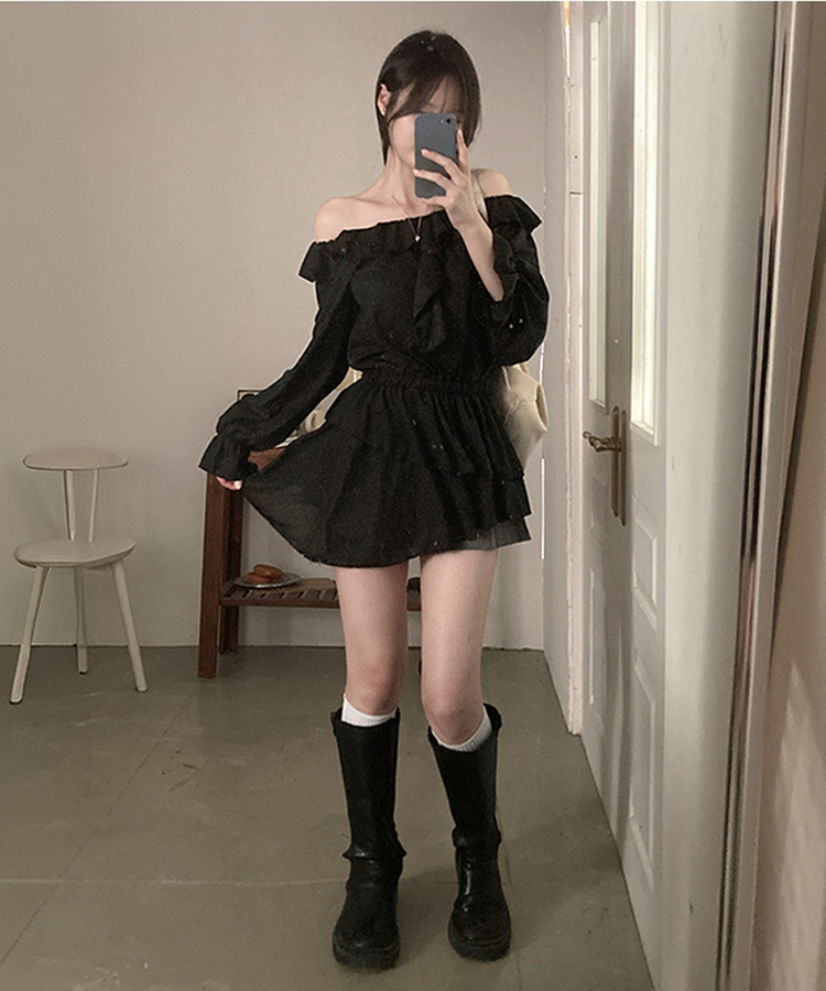 フリルティアードミニワンピース BLACK