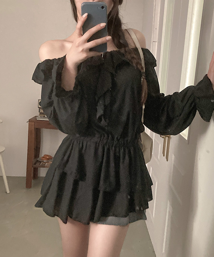 フリルティアードミニワンピース BLACK